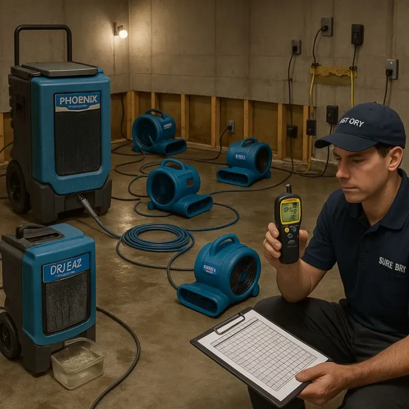 Structural Drying and Dehumidification process in Denton County, TX